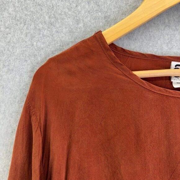 CTC Carol Turner Collection Size Medium Rayon Blouse‎ USA Burnt Orange Top Shirt - Picture 2 of 10